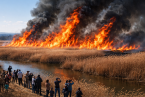 渡良瀬遊水地ヨシ焼き