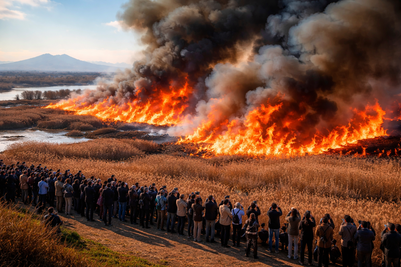 渡良瀬遊水地ヨシ焼き