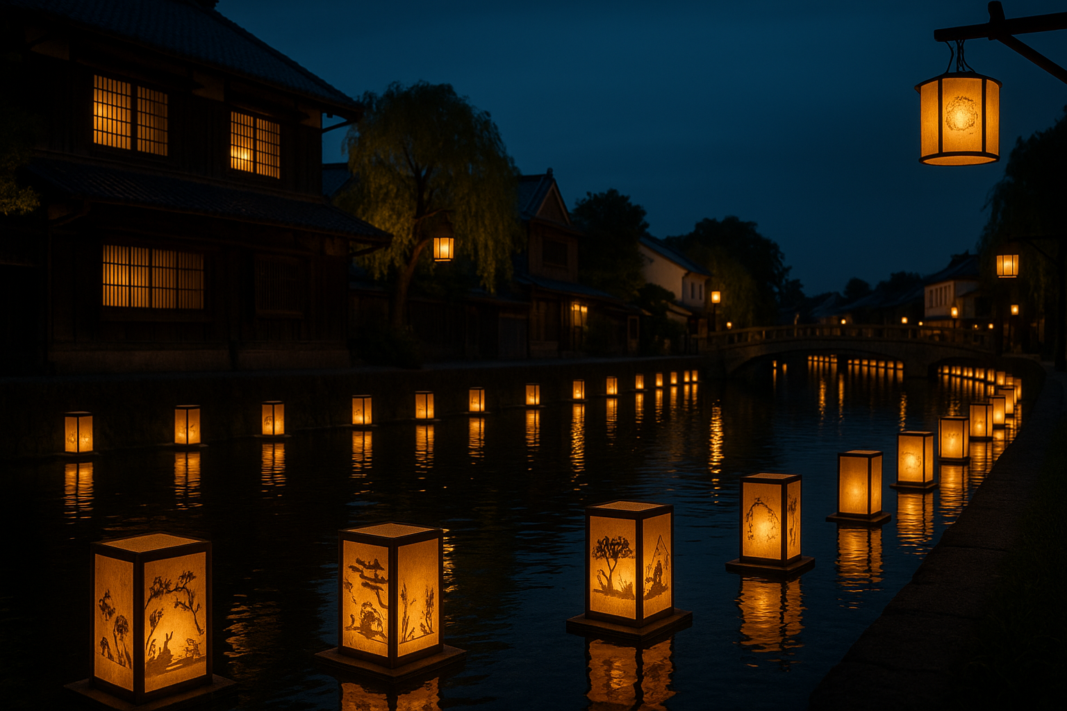 幻想の夜：栃木・うずま川行灯まつり2025｜夏の夜を彩る和の灯り