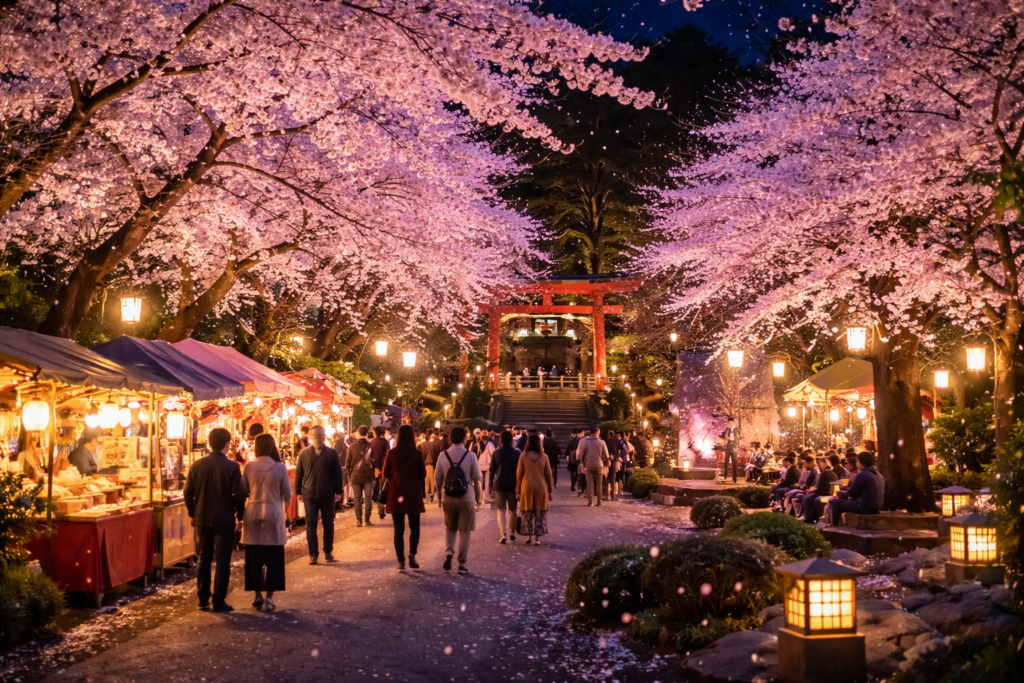 鬼怒川温泉夜桜ライトアップ「鬼怒川万華郷」