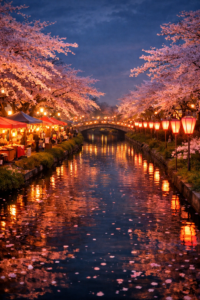 行屋川桜まつり2026｜真岡市の市街地で楽しむ夜桜ライトアップ＆屋台情報【栃木・お花見】