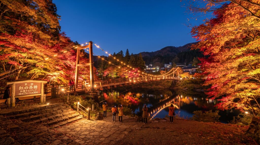 那須塩原市・紅の吊橋紅葉ライトアップ