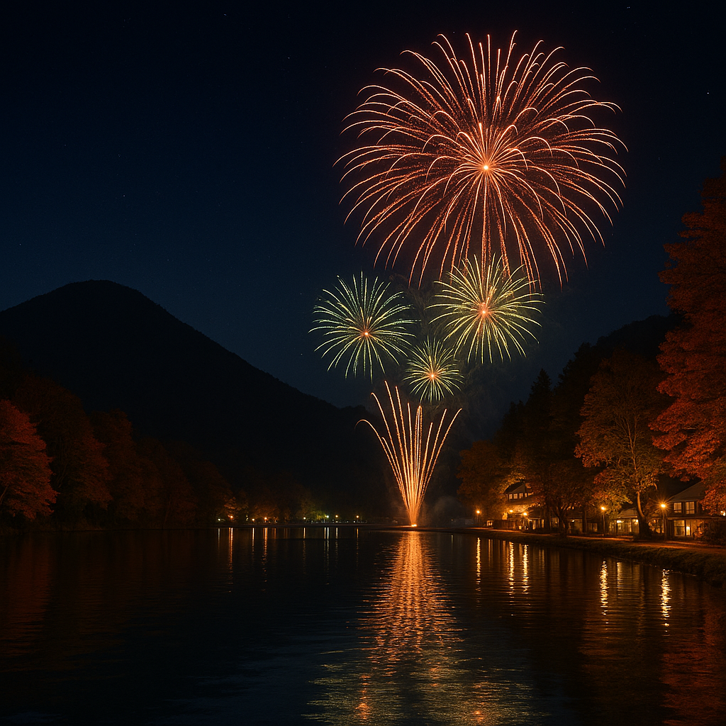 湖上天空・秋の花火