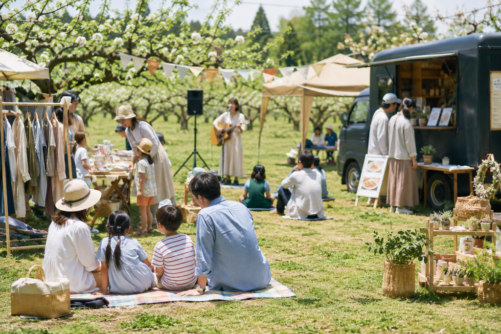 現在の画像: 宇都宮市・梨畑でフリーマーケット